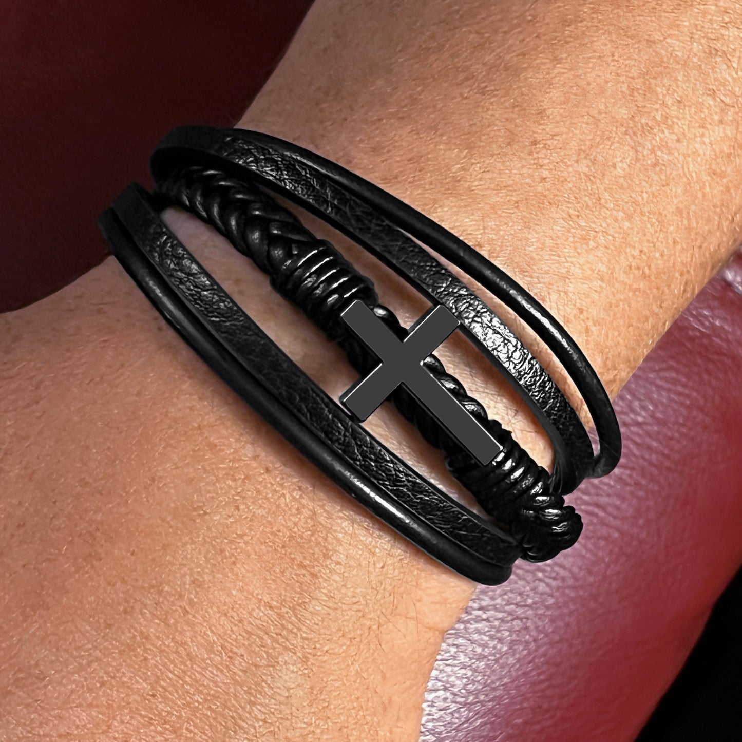 Pulsera de cruz y tarjeta dedicatoria - Mantenme en tu corazón