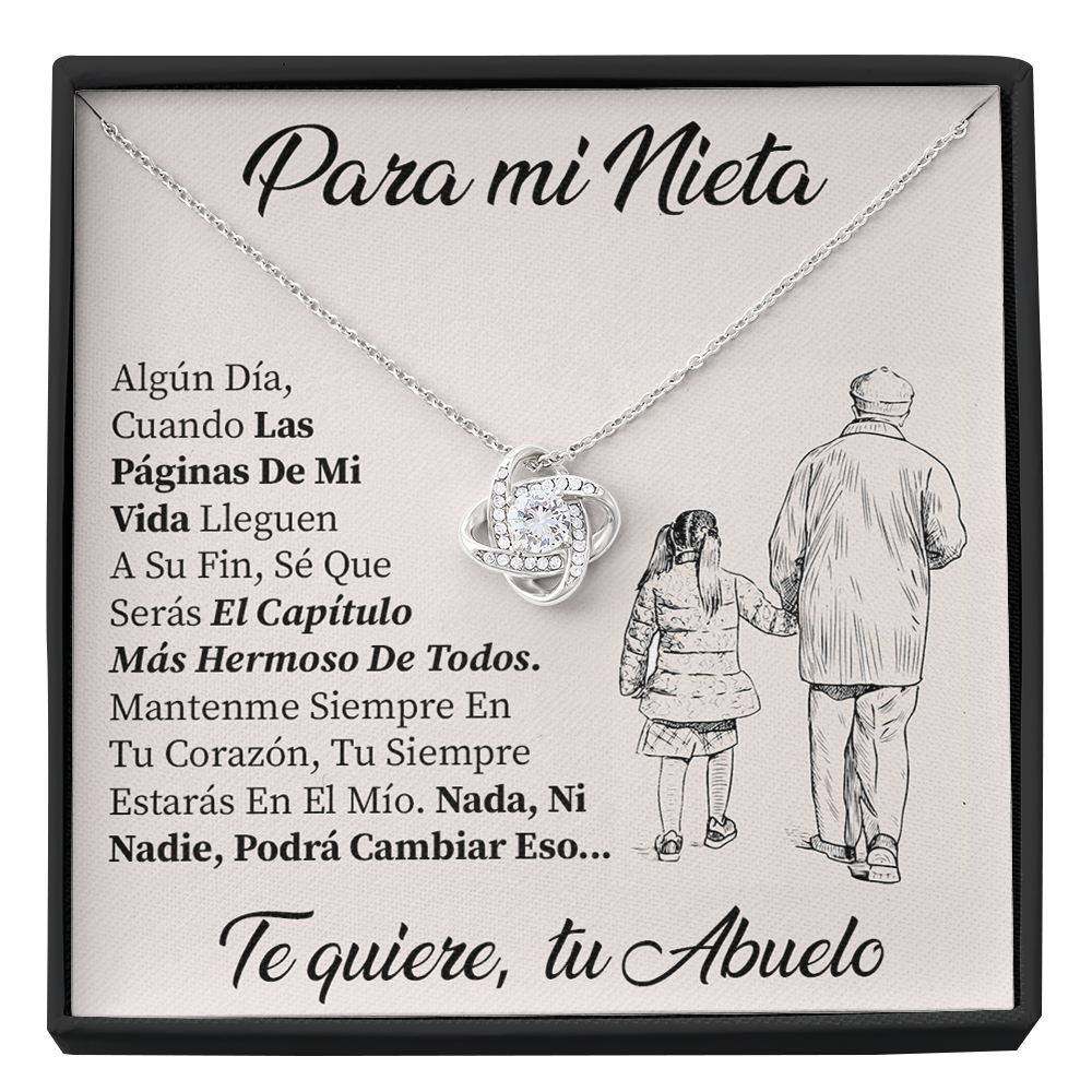Collar de nudo con tarjeta dedicatoria "Mantenme en tu corazón" Abuelo