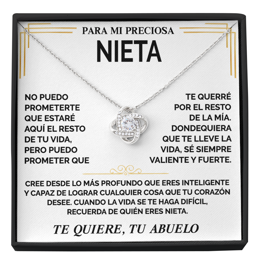 Collar de nudo con tarjeta dedicatoria "Recuerda de quien eres nieta" Abuelo