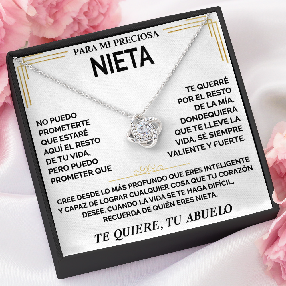 Collar de nudo con tarjeta dedicatoria "Recuerda de quien eres nieta" Abuelo