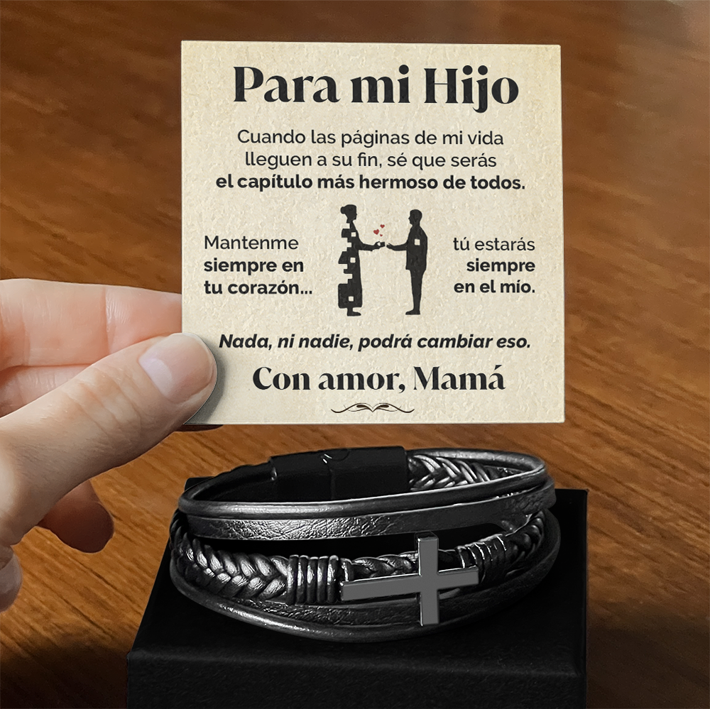 Pulsera de cruz y tarjeta dedicatoria - Mantenme en tu corazón