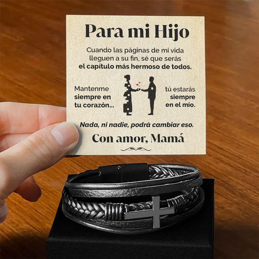 Pulsera de cruz y tarjeta dedicatoria - Mantenme en tu corazón