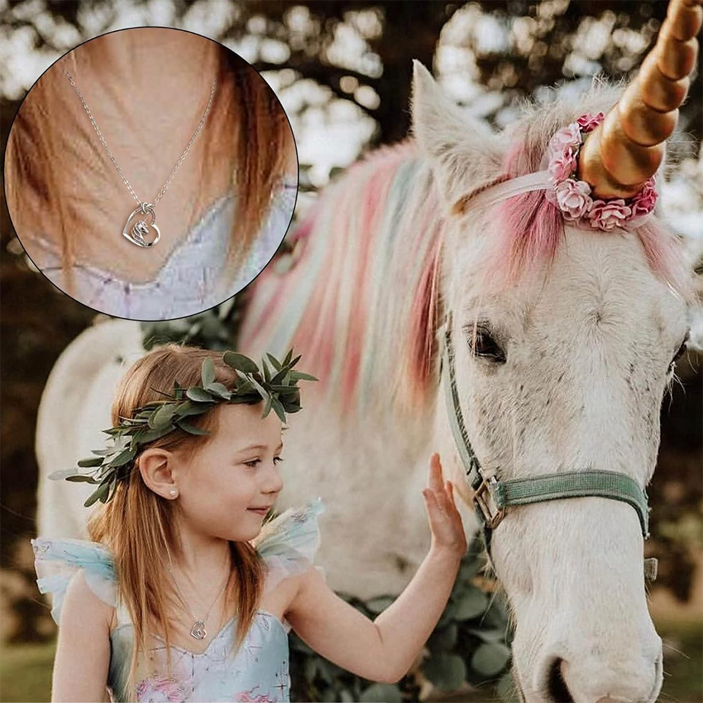 Collar de unicornio con tarjeta dedicatoria "Unicornio de la Suerte"