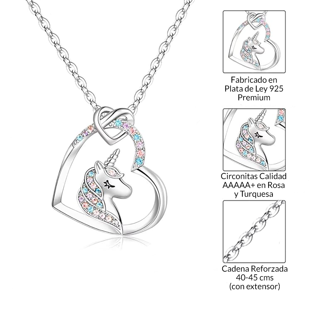 Collar de unicornio con tarjeta dedicatoria "Mi amor para ti" Nieta