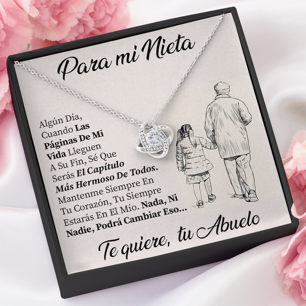 Collar de nudo con tarjeta dedicatoria "Mantenme en tu corazón" Abuelo