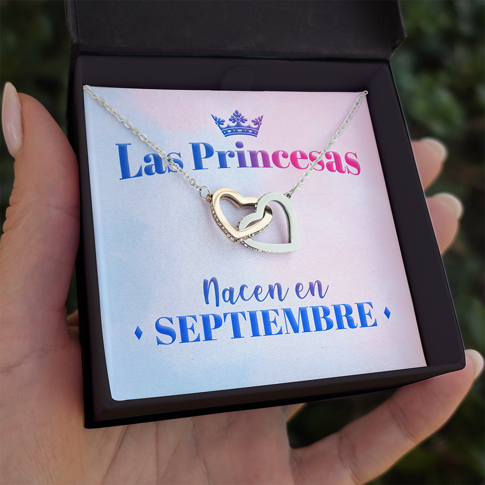 Collar con tarjeta dedicatoria "Las princesas nacen en septiembre"
