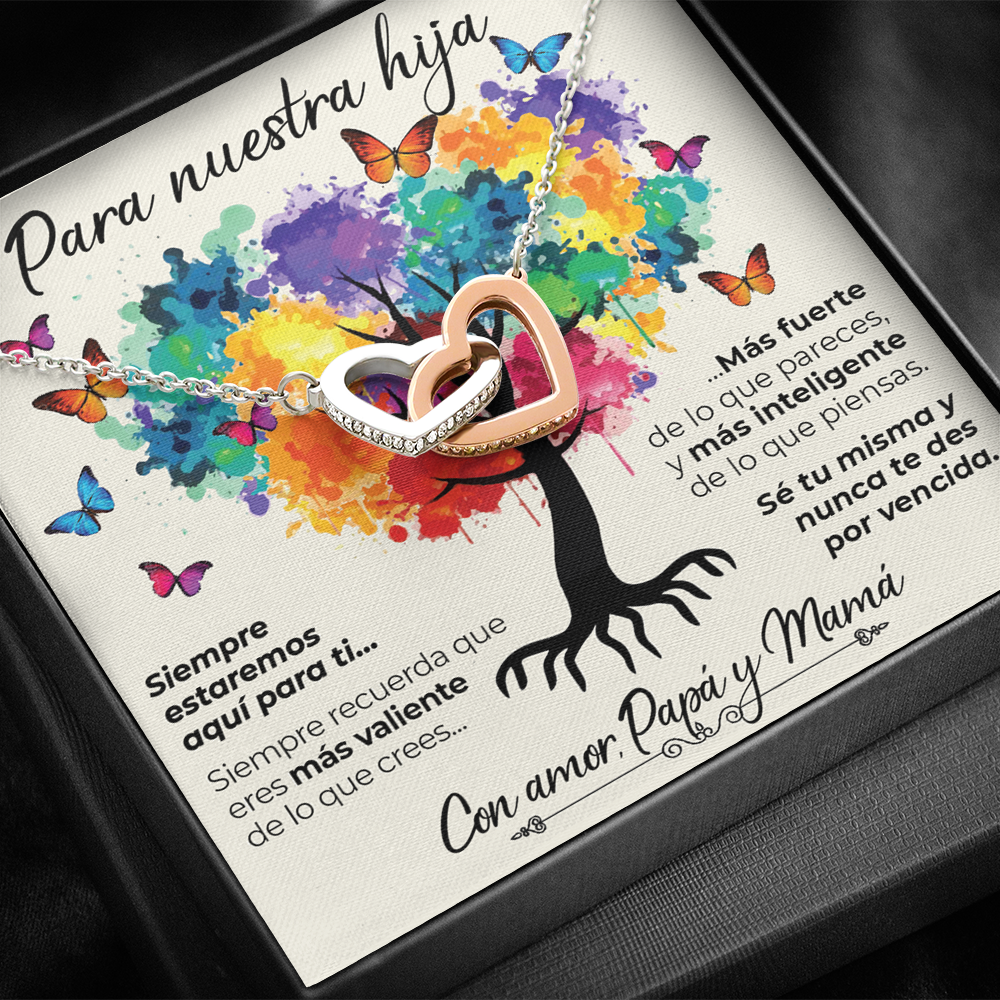 Collar con tarjeta dedicatoria "Siempre estaremos aquí para ti" Árbol