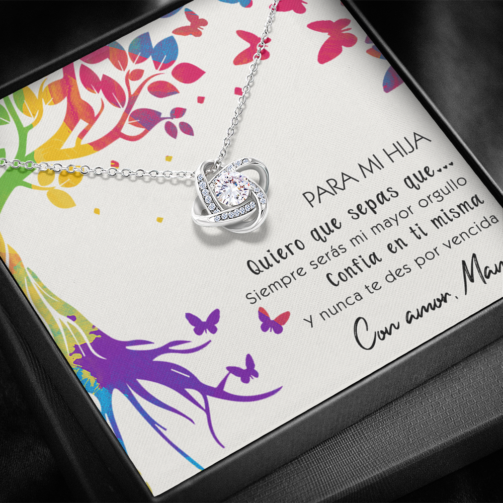 Collar de nudo con tarjeta dedicatoria "Quiero que sepas"