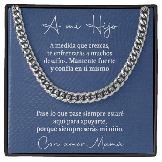 Collar cadena y tarjeta dedicatoria - Mantente fuerte y confía en ti mismo