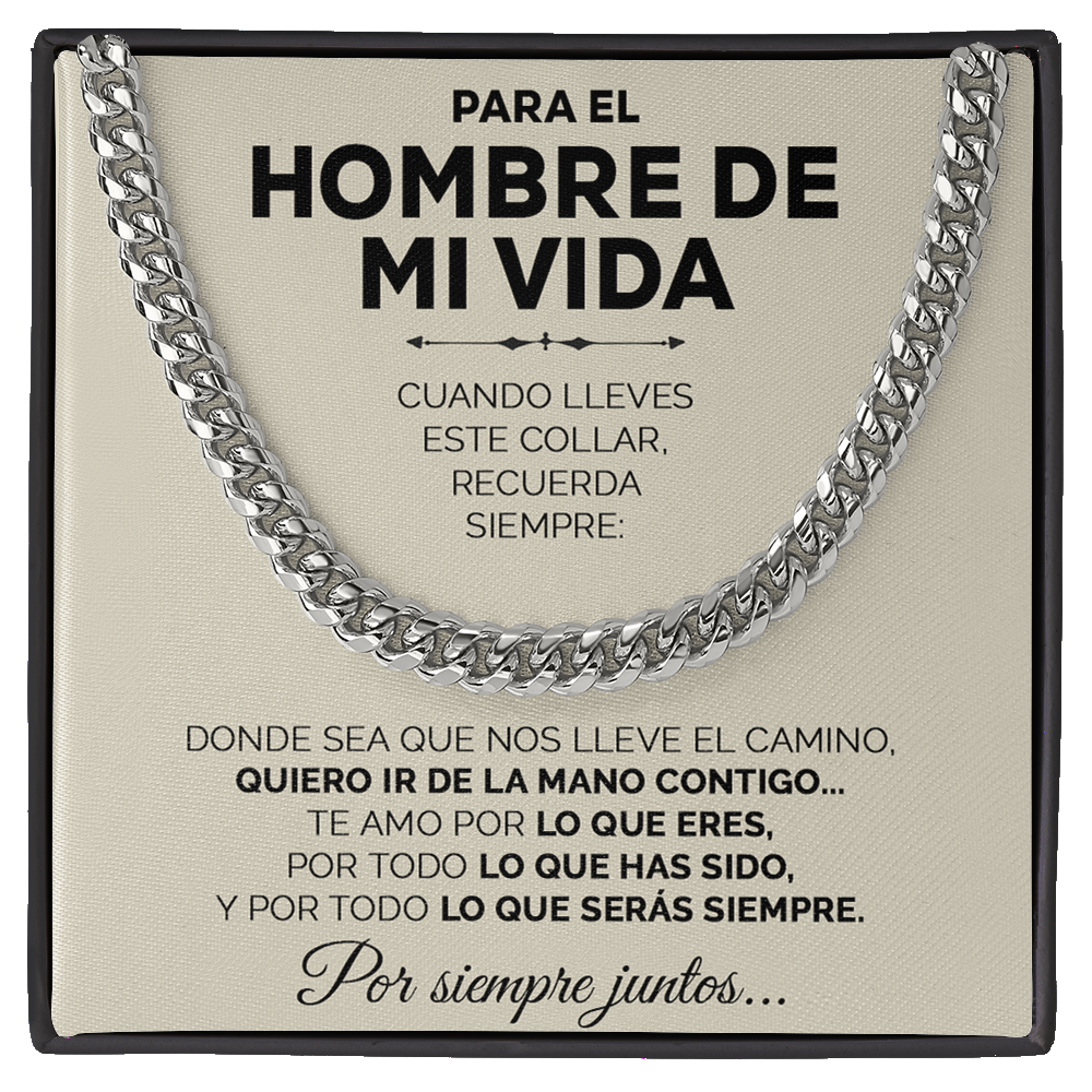 Collar de cadena y tarjeta dedicatoria - De la mano contigo