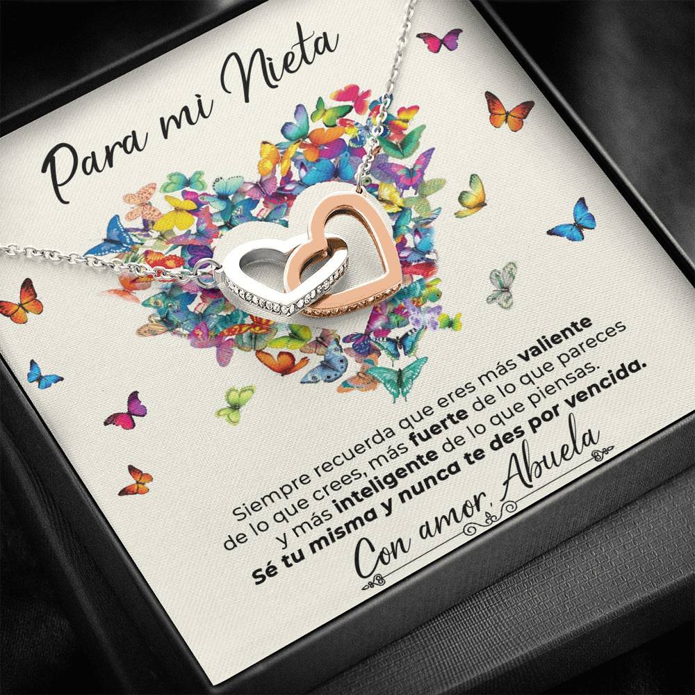 Collar con tarjeta dedicatoria - Nunca te des por vencida - Abuela