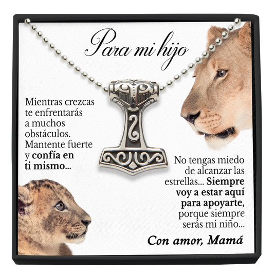 Collar Vikingo y tarjeta dedicatoria - Siempre estaré aquí - Leona