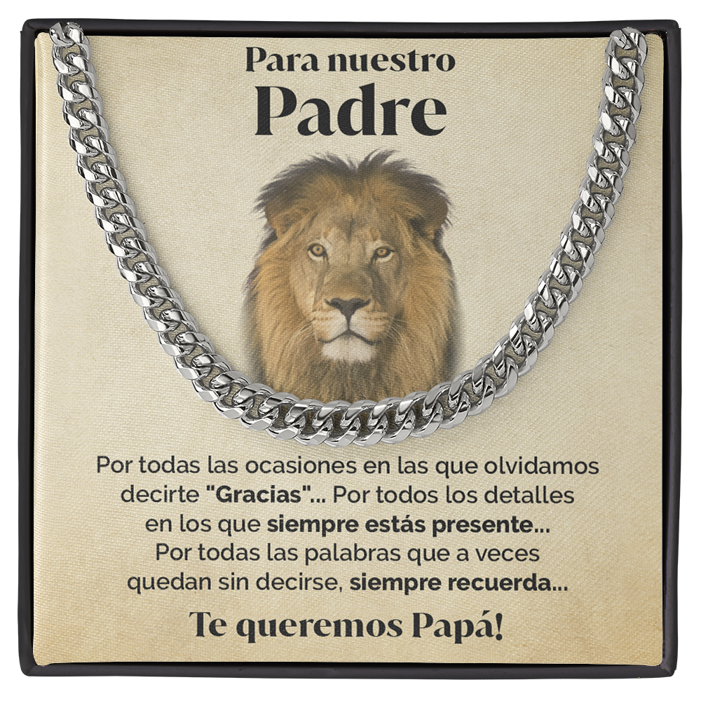 Cadena y tarjeta dedicatoria - Siempre presente - León - Hijos