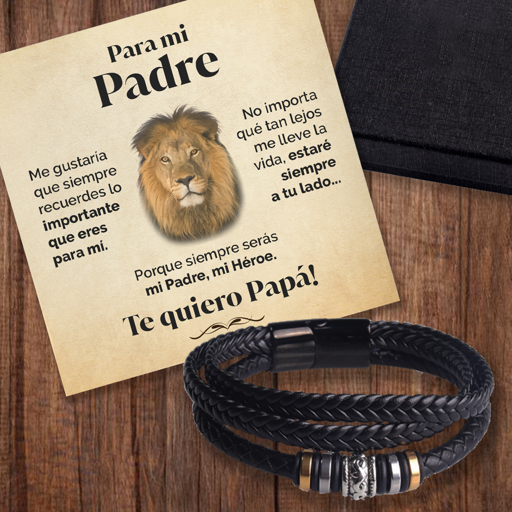 Pulsera tribal y tarjeta dedicatoria - Mi héroe - León