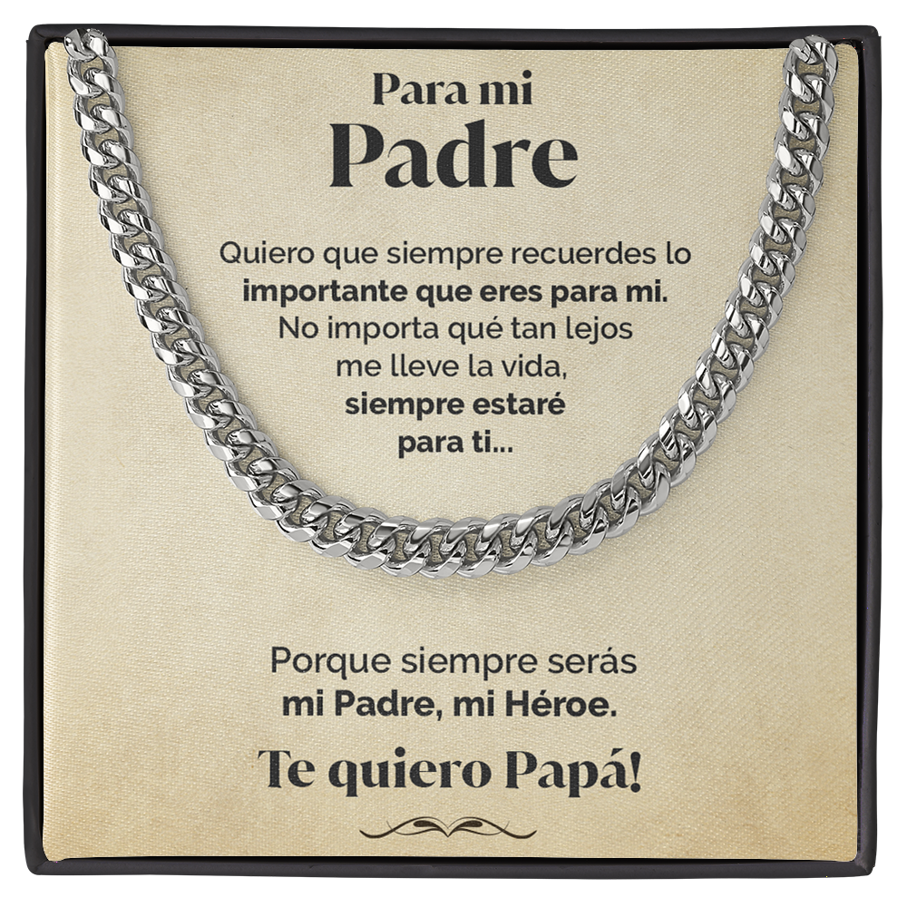 Collar cadena y tarjeta dedicatoria - Mi héroe