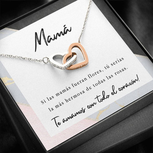 Collar con tarjeta dedicatoria "La más hermosa de todas las rosas"