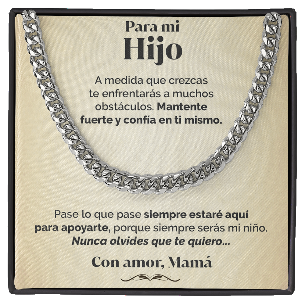 Collar cadena y tarjeta dedicatoria - Nunca olvides que te quiero