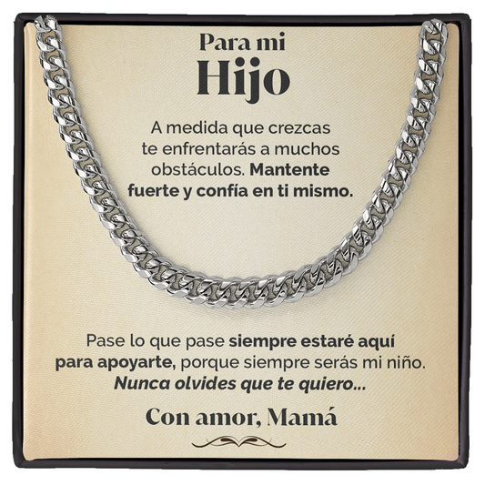 Collar cadena y tarjeta dedicatoria - Nunca olvides que te quiero