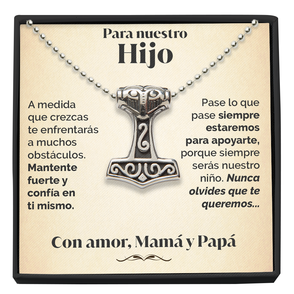 Collar Vikingo y tarjeta dedicatoria - Nunca olvides que te queremos