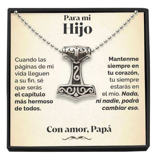 Collar Vikingo y tarjeta dedicatoria - Mantenme en tu corazón - Papá
