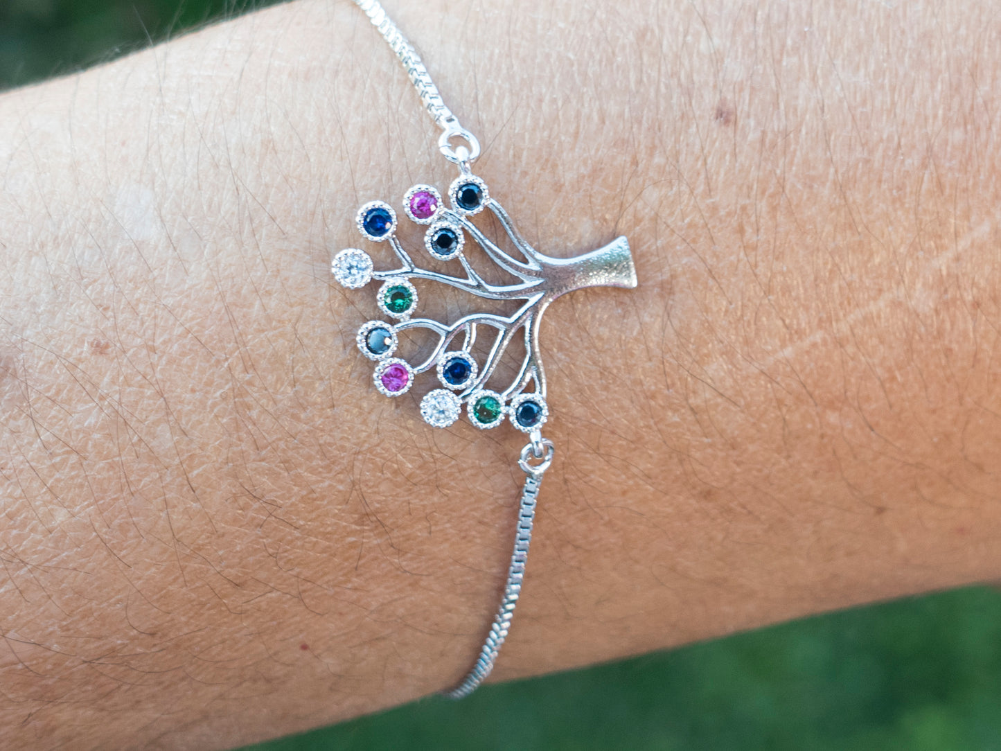 Pulsera de Árbol de la Vida con tarjeta "Pase lo que pase" - Plateada