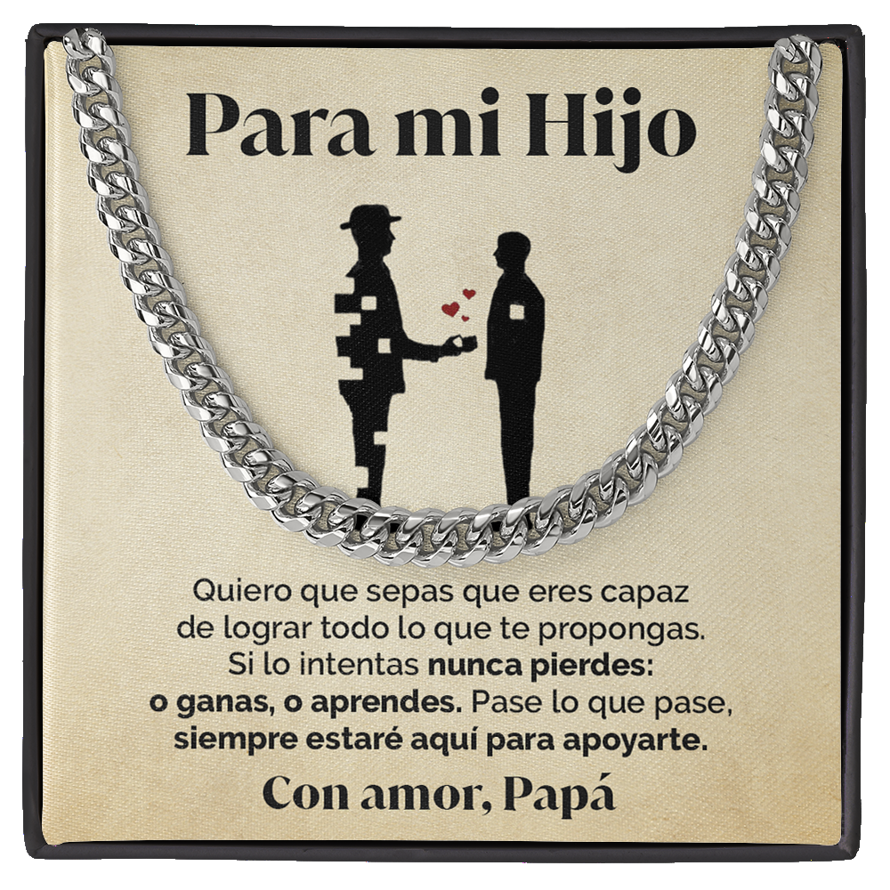 Collar cadena y tarjeta dedicatoria - Si lo intentas nunca pierdes