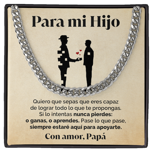 Collar cadena y tarjeta dedicatoria - Si lo intentas nunca pierdes