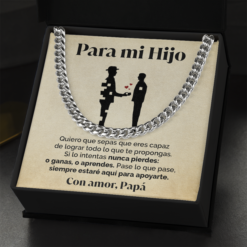 Collar cadena y tarjeta dedicatoria - Si lo intentas nunca pierdes