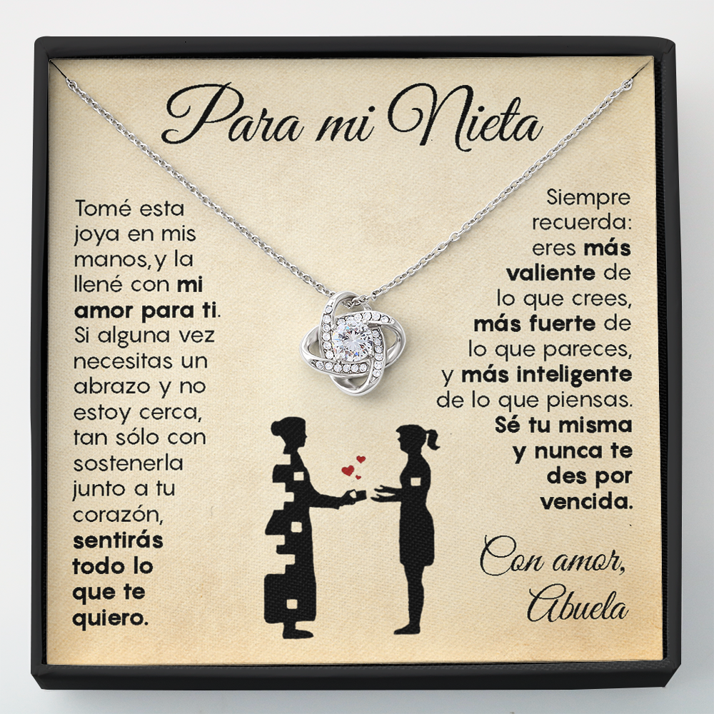 Collar de nudo con tarjeta dedicatoria "Mi amor para ti" Abuela