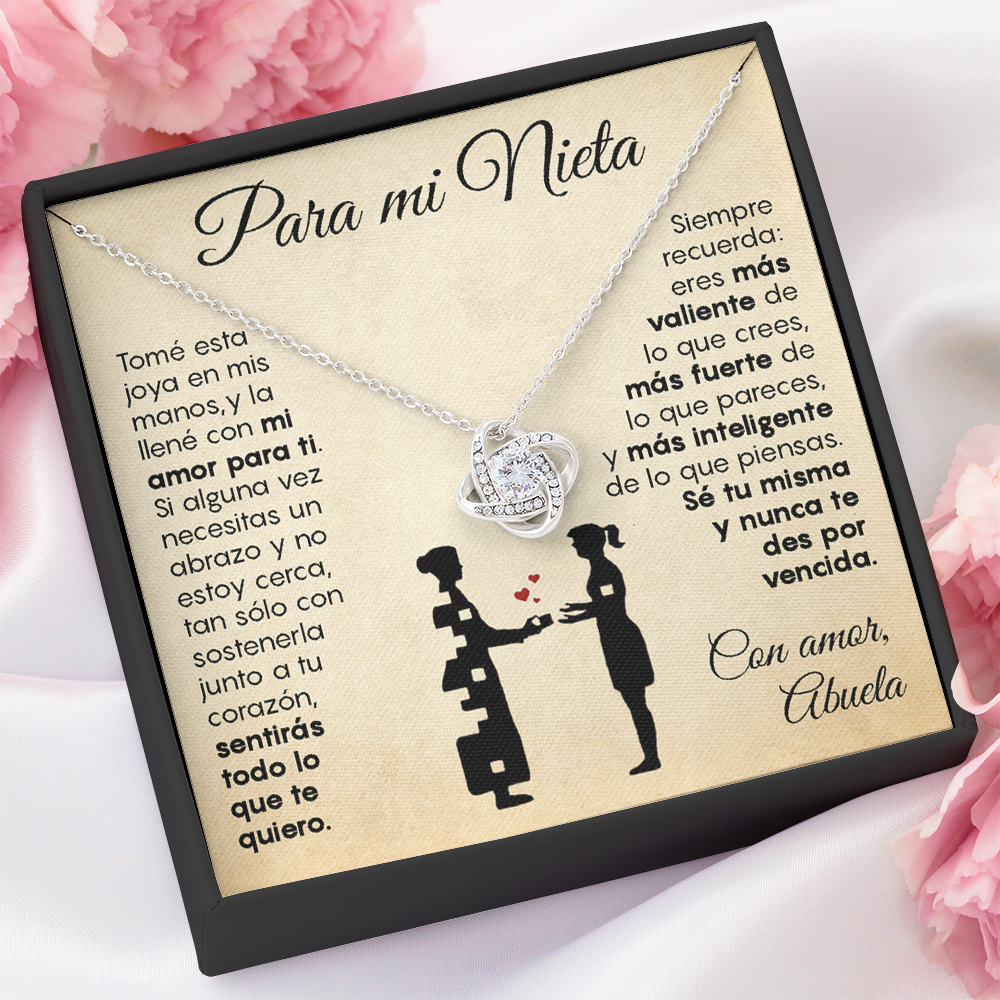 Collar de nudo con tarjeta dedicatoria "Mi amor para ti" Abuela