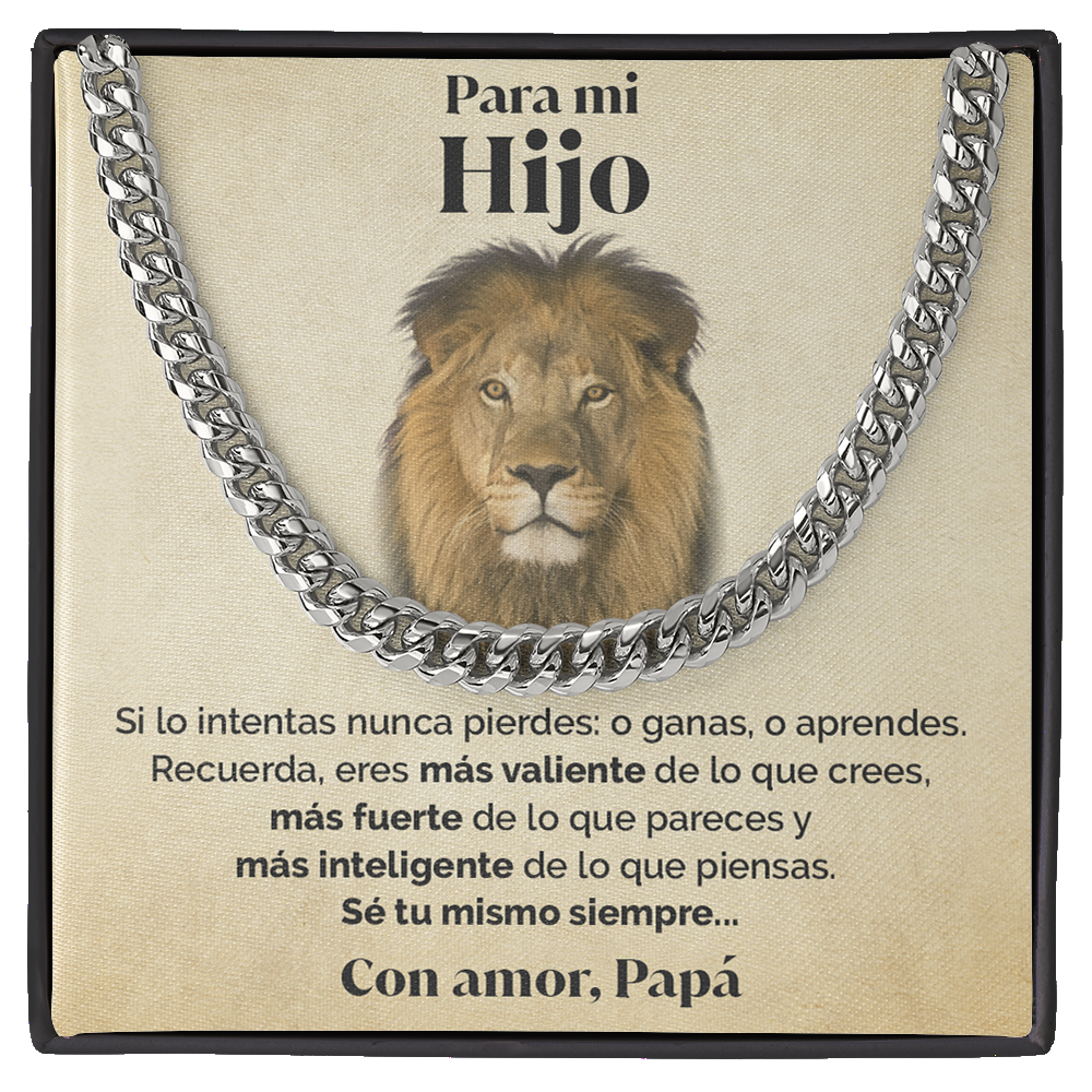 Collar cadena y tarjeta dedicatoria - Sé tu mismo siempre - León - Papá