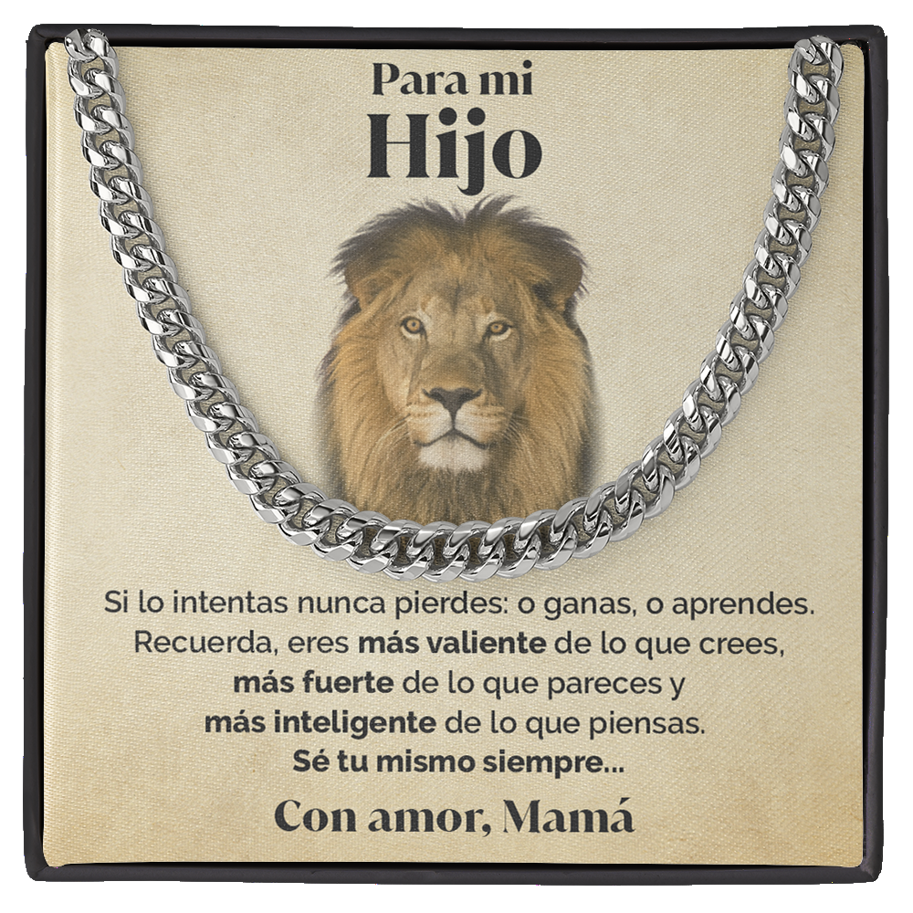 Collar cadena y tarjeta dedicatoria - Sé tu mismo siempre - León - Mamá