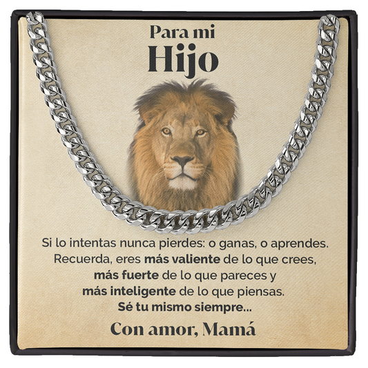Collar cadena y tarjeta dedicatoria - Sé tu mismo siempre - León - Mamá