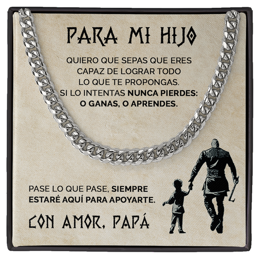 Collar cadena y tarjeta dedicatoria - Siempre estaré aquí para apoyarte