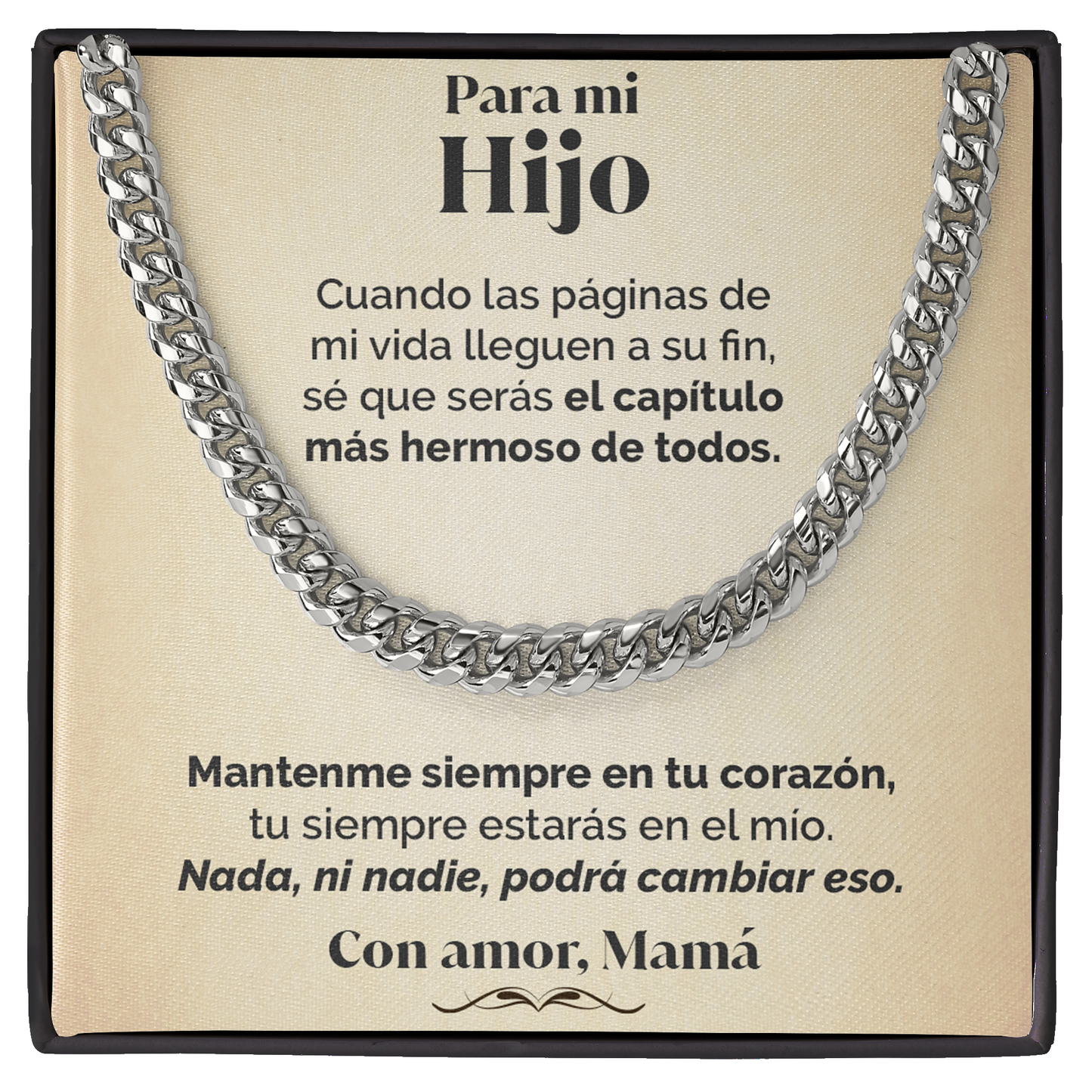 Collar cadena y tarjeta dedicatoria - Mantenme en tu corazón