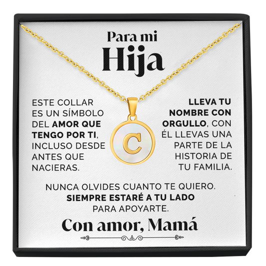 Collar Letra C con tarjeta dedicatoria "Tu Nombre"