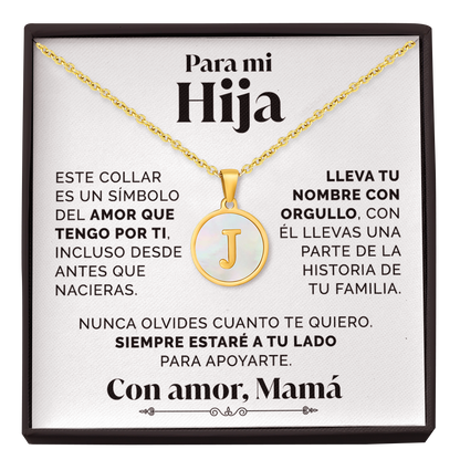 Collar Letra J con tarjeta dedicatoria "Tu Nombre"