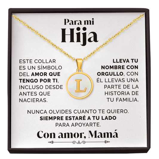 Collar Letra L con tarjeta dedicatoria "Tu Nombre"