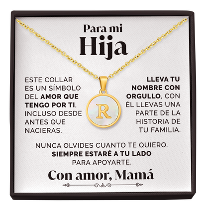 Collar Letra R con tarjeta dedicatoria "Tu Nombre"