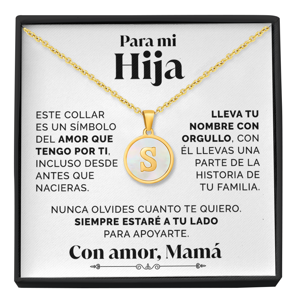 Collar Letra S con tarjeta dedicatoria "Tu Nombre"
