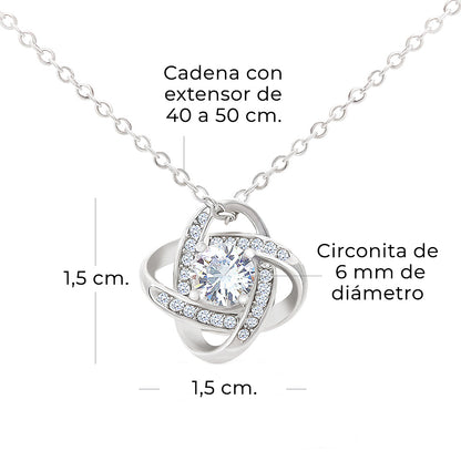 Collar de nudo con tarjeta dedicatoria "Mantenme en tu corazón"