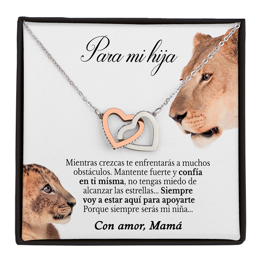 Collar con tarjeta dedicatoria "Siempre voy a estar aquí" - Leonesa