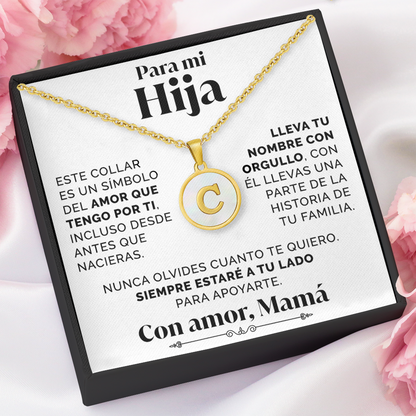 Collar Letra C con tarjeta dedicatoria "Tu Nombre"