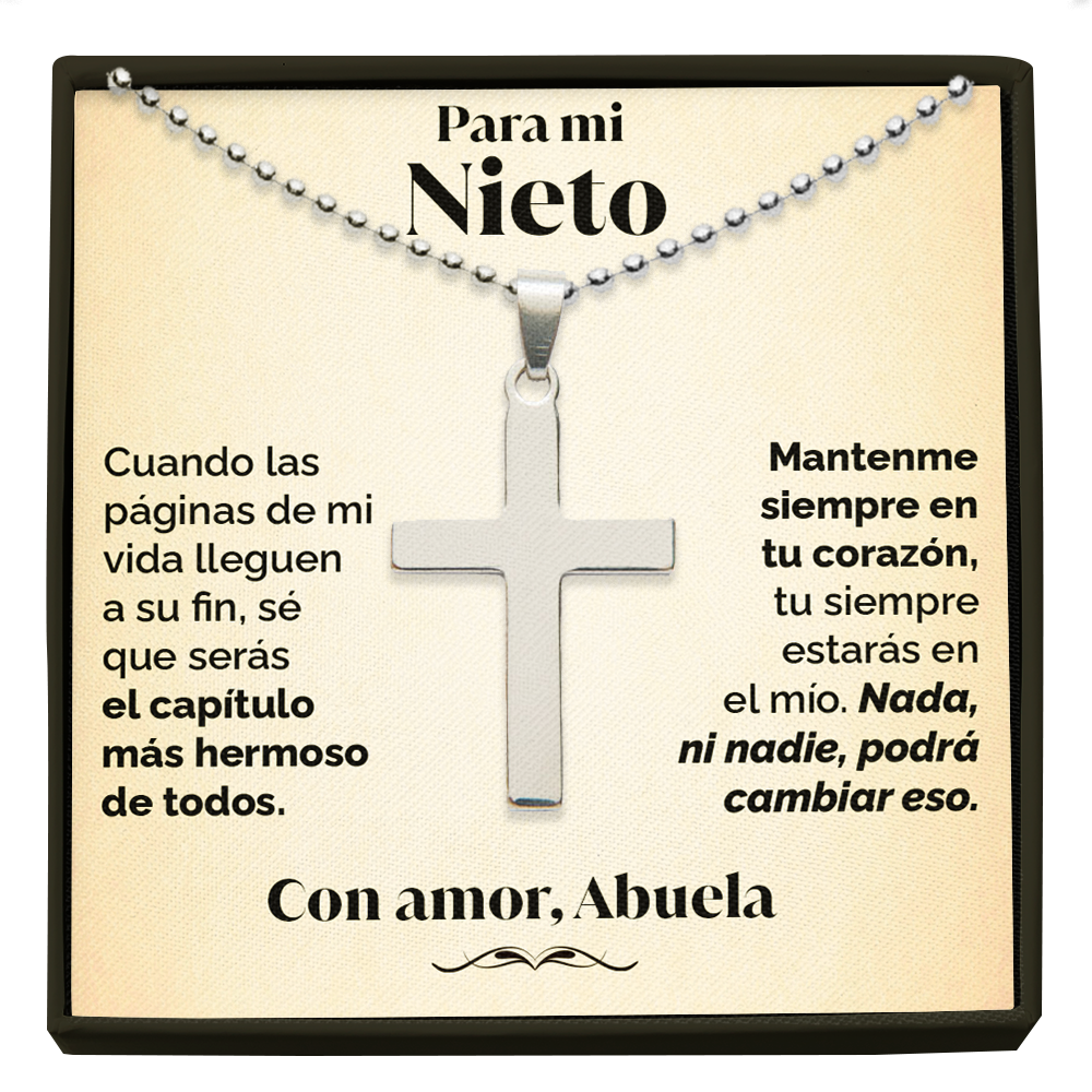 Collar de Cruz y tarjeta dedicatoria - Mantenme en tu corazón - Nieto