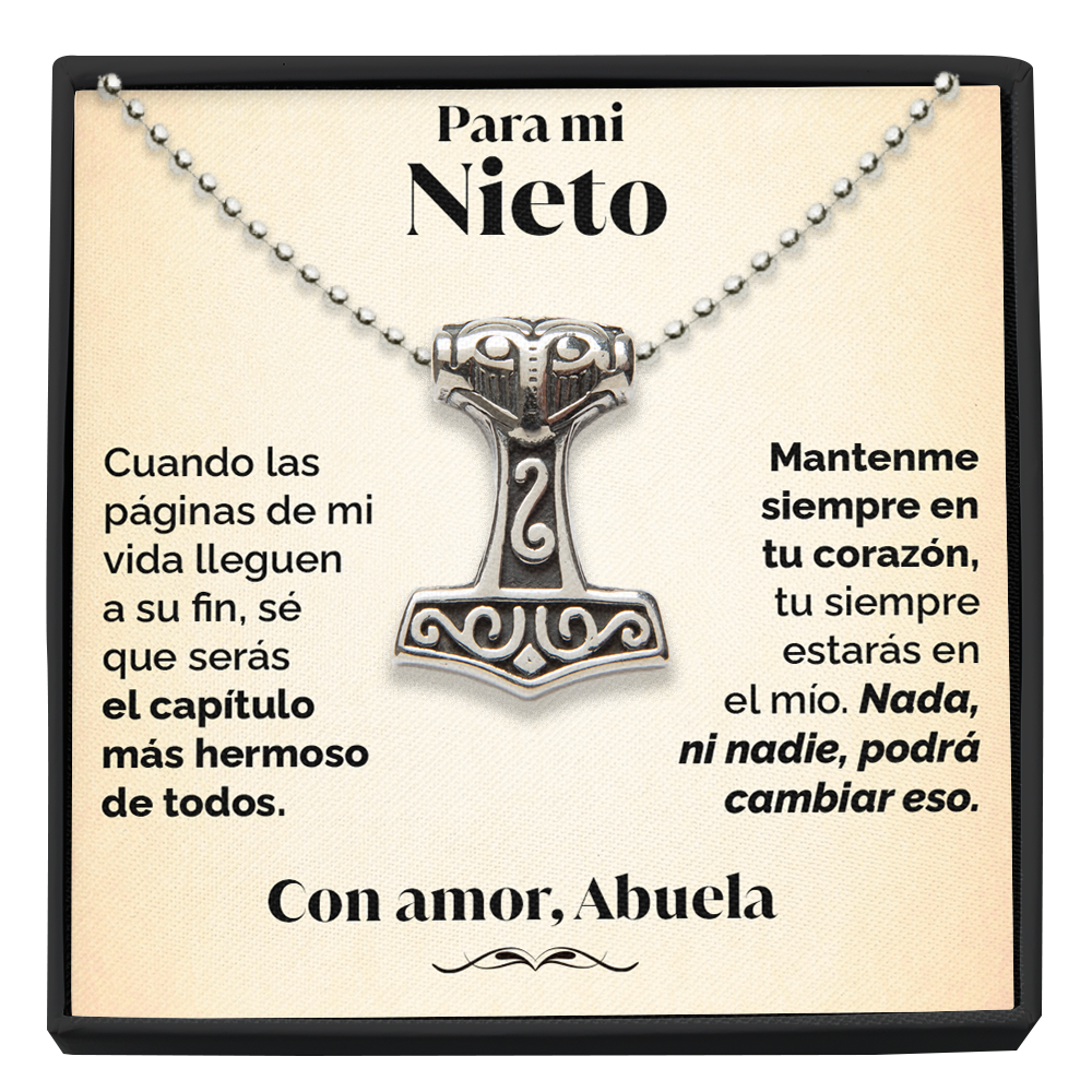 Collar Vikingo y tarjeta dedicatoria - Mantenme en tu corazón - Nieto