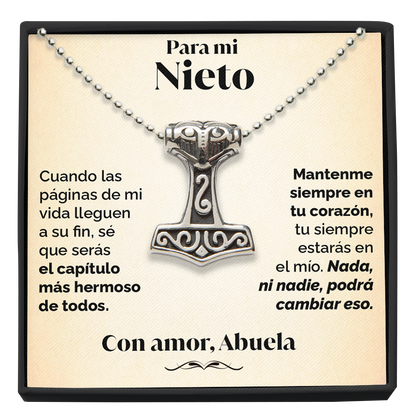 Collar Vikingo y tarjeta dedicatoria - Mantenme en tu corazón - Nieto