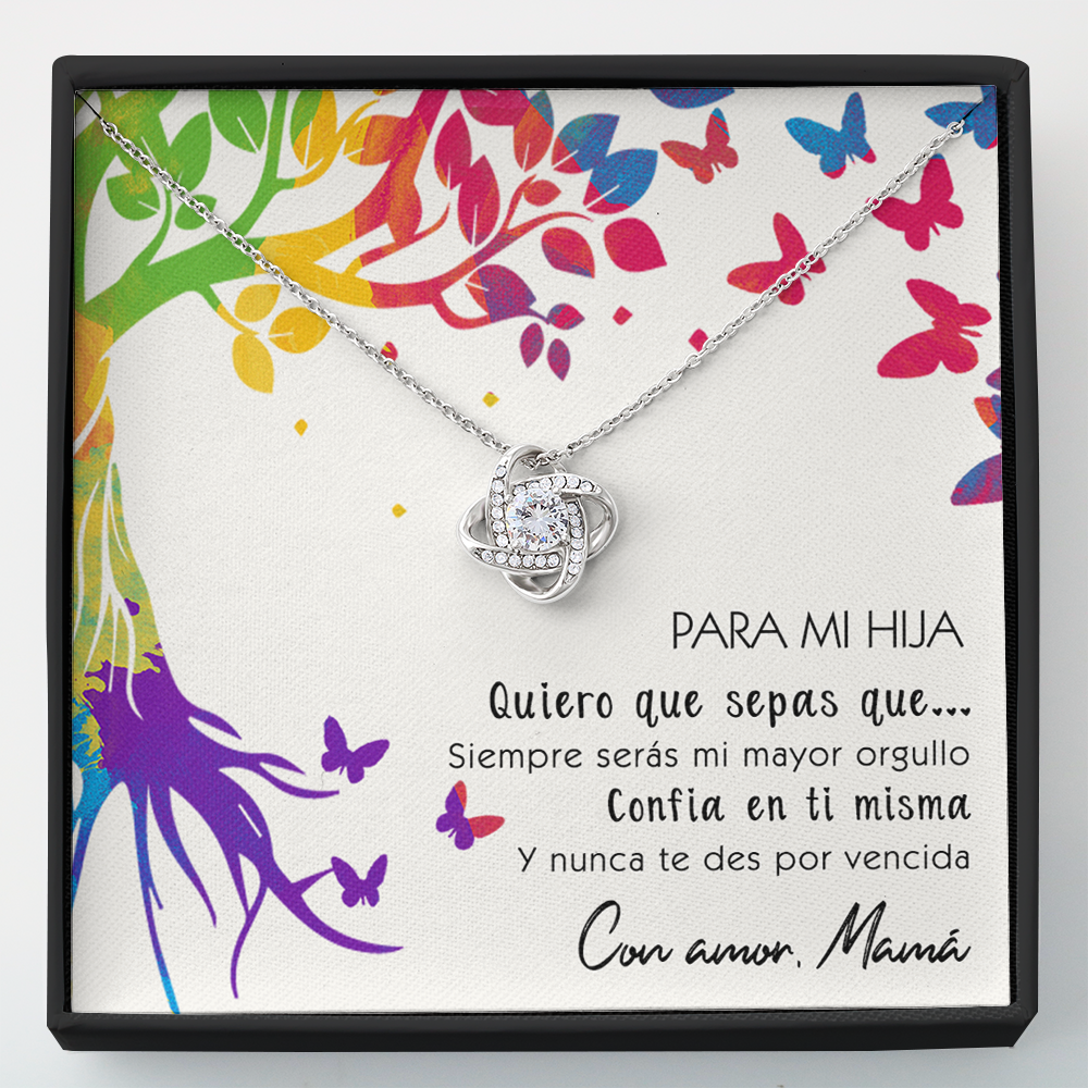 Collar de nudo con tarjeta dedicatoria "Quiero que sepas"