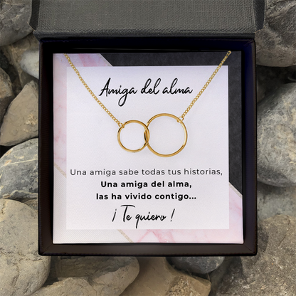 Collar aros con tarjeta dedicatoria - Amiga del alma - Mármol