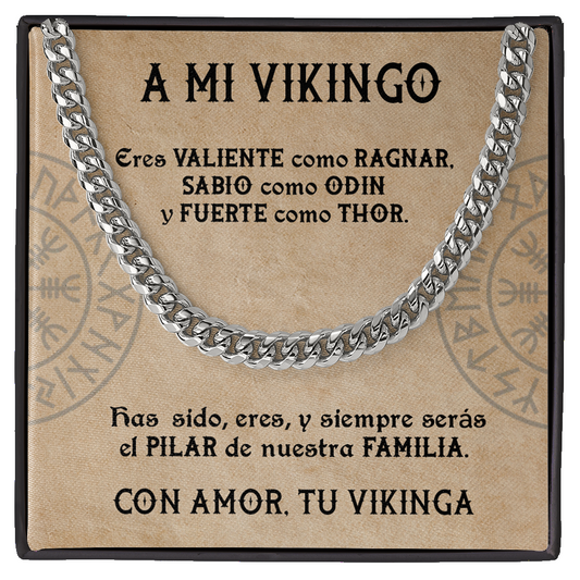 Collar de cadena y tarjeta dedicatoria - A mi vikingo