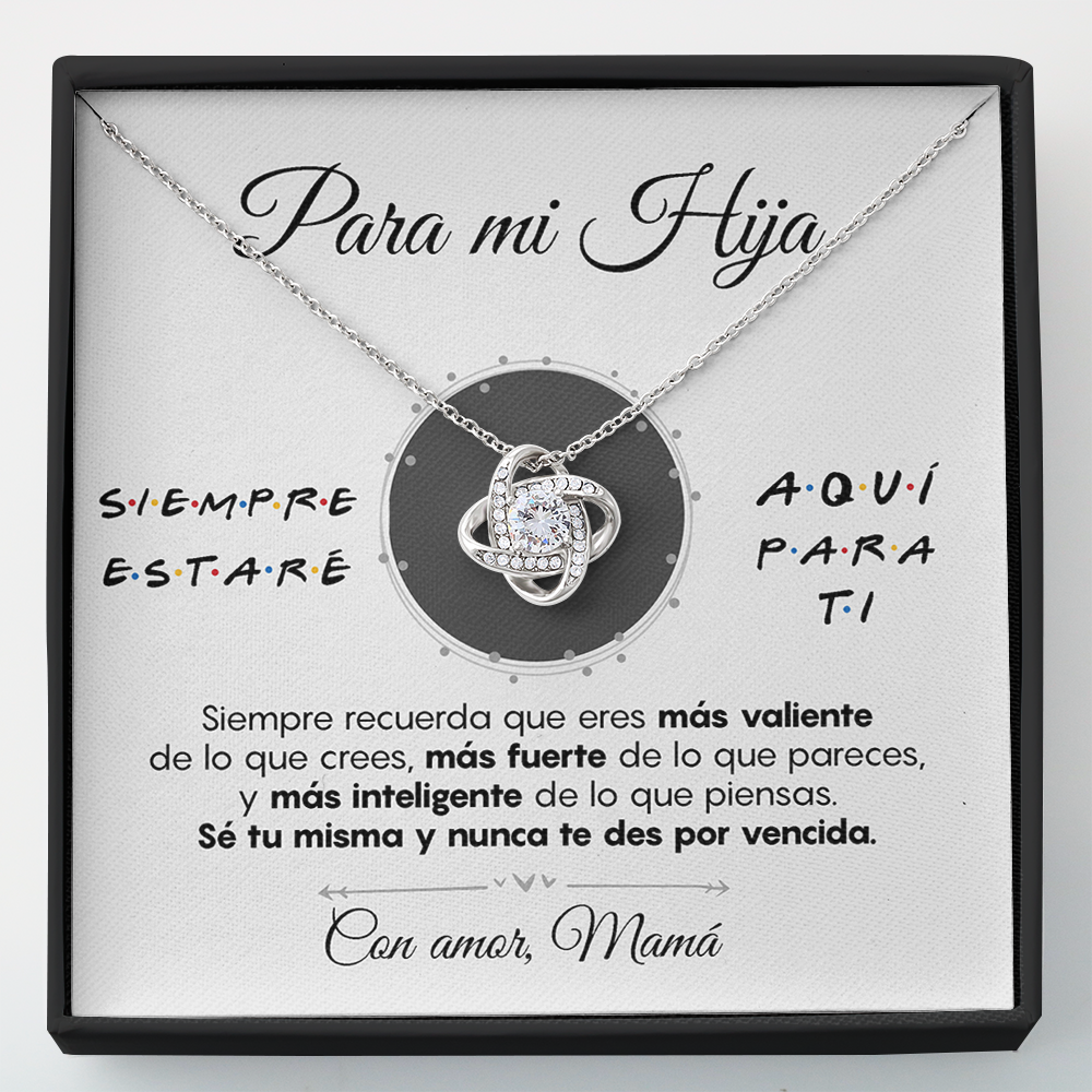 Collar de nudo con tarjeta dedicatoria "Siempre estaré aquí para ti"